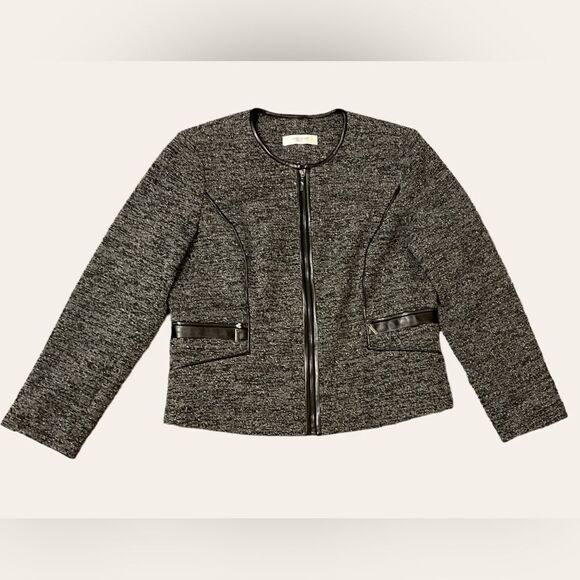 Dress Barn Women's Front Zipper Crew Neck Jacket Set - Picture 2 of 3